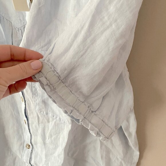NWT The Aly Linen Puff-Sleeve Blouse by Pilcro Anthropologie Light Blue Top sz L - Picture 9 of 10